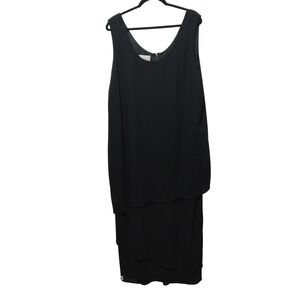 Silhouettes Size 22 Black Sleeveless Tiered Dress Elegant Party Cocktail Evening